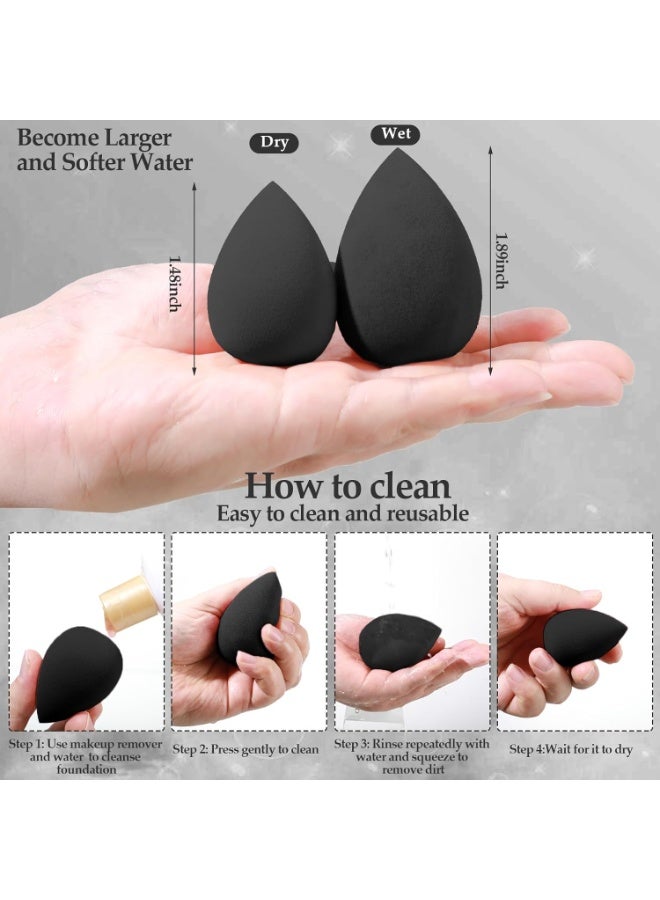 MiMi & BeiBei 15Pcs Makeup Sponge Set Black Beauty Blender Sponge for Foundation Blending with 6Pcs Triangle Powder Puff, 3Pcs Mini Makeup Sponges & 3Pcs Foundation Mini Make Up Sponge Puffs - Image 2